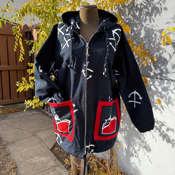 Unique vintage 90s Nautical anchor print oversized hooded jacket - Picture 1 of 9